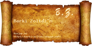 Berki Zoltán névjegykártya