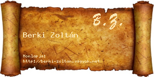 Berki Zoltán névjegykártya